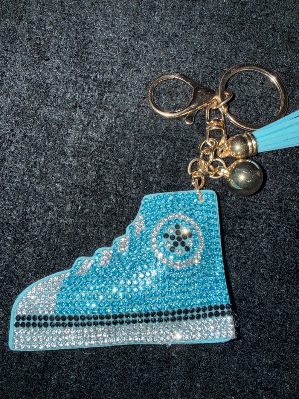 Blue Crystal Sneaker Keychain Charm - Women Shoes Accessory